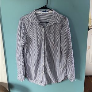 Gray and white striped blouse